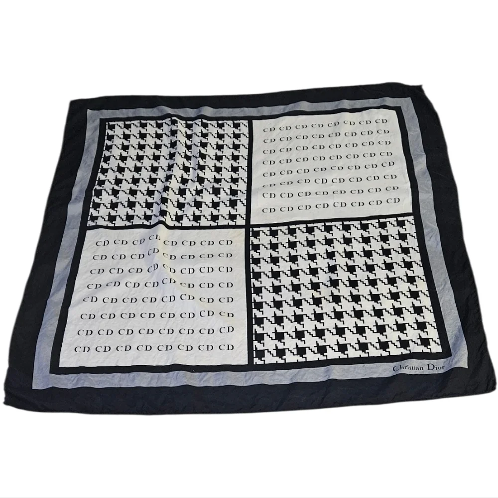 Dior Monogram & Houdstooth Silk Scarf